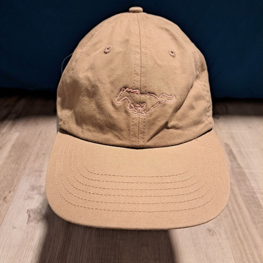 Ford‎ Mustang Pink Outline Logo Vintage Beige Cap Adjustable NWT READ
